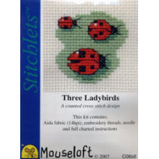 Mouseloft Stitchlets Counted Cross Stitch Kit - Three Ladybirds Mouseloft Stitchlets Counted Cross Stitch Kit - Three Ladybirds