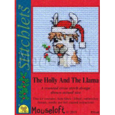 Mouseloft Christmas Counted Cross Stitch Card Kit - The Holly And The Llama Mouseloft Christmas Counted Cross Stitch Card Kit - The Holly And The Llama