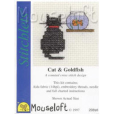 Mouseloft Stitchlets Counted Cross Stitch Kit - Cat and Goldfish Mouseloft Stitchlets Counted Cross Stitch Kit - Cat and Goldfish