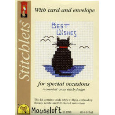 Mouseloft Special Occasions Counted Cross Stitch Card Kit - Best Wishes Cat