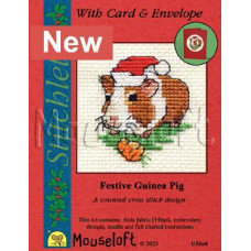 Mouseloft Christmas Counted Cross Stitch Card Kit - Festive Guinea Pig Mouseloft Christmas Counted Cross Stitch Card Kit - Festive Guinea Pig