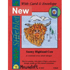 Mouseloft Christmas Counted Cross Stitch Card Kit - Snowy Highland Cow Mouseloft Christmas Counted Cross Stitch Card Kit - Snowy Highland Cow