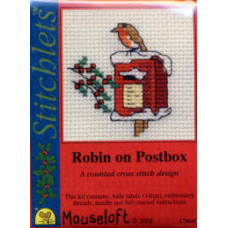 Mouseloft Christmas Counted Cross Stitch Card Kit - Robin on Postbox Mouseloft Christmas Counted Cross Stitch Card Kit - Robin on Postbox