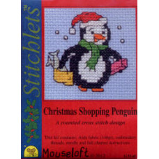 Mouseloft Christmas Counted Cross Stitch Card Kit - Christmas Shopping Penguin Mouseloft Christmas Counted Cross Stitch Card Kit - Christmas Shopping Penguin