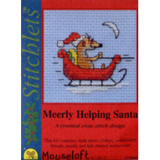 Mouseloft Christmas Counted Cross Stitch Card Kit - Meerly Helping Santa Mouseloft Christmas Counted Cross Stitch Card Kit - Meerly Helping Santa