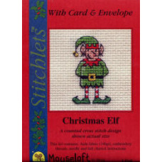 Mouseloft Christmas Counted Cross Stitch Card Kit - Christmas Elf