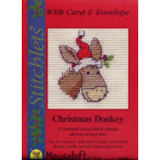 Mouseloft Christmas Counted Cross Stitch Card Kit - Christmas Donkey Mouseloft Christmas Counted Cross Stitch Card Kit - Christmas Donkey