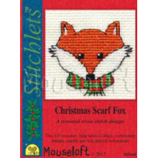 Mouseloft Christmas Counted Cross Stitch Card Kit - Christmas Scarf Fox