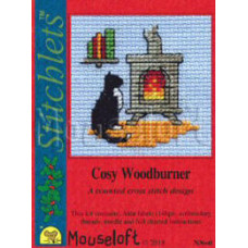 Mouseloft Christmas Counted Cross Stitch Card Kit - Cosy Woodburner Mouseloft Christmas Counted Cross Stitch Card Kit - Cosy Woodburner