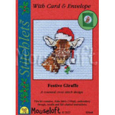 Mouseloft Christmas Counted Cross Stitch Card Kit - Festive Giraffe