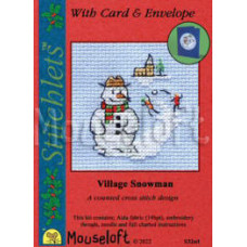 Mouseloft Christmas Counted Cross Stitch Card Kit - Village Snowman