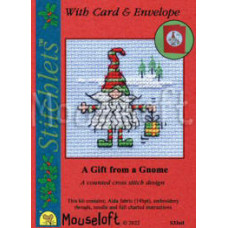 Mouseloft Christmas Counted Cross Stitch Card Kit - A Gift from a Gnome