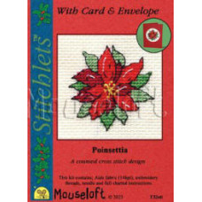 Mouseloft Christmas Counted Cross Stitch Card Kit - Poinsettia Mouseloft Christmas Counted Cross Stitch Card Kit - Poinsettia