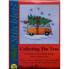 Mouseloft Christmas Counted Cross Stitch Card Kit - Camper Van Collecting The Tree