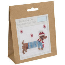 Stitch your Own Mini Cross Stitch Kit - Festive Dachshund Stitch your Own Mini Cross Stitch Kit - Festive Dachshund