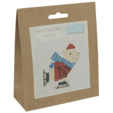 Stitch your Own Mini Cross Stitch Kit - Skating Polar Bear Stitch your Own Mini Cross Stitch Kit - Skating Polar Bear