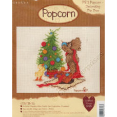 Popcorn Counted Cross Stitch Kit - Popcorn Decorating The Tree Popcorn Counted Cross Stitch Kit - Popcorn Decorating The Tree